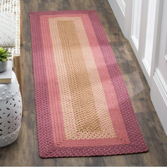 SAFAVIEH Braided Morgan Bordered Cotton Reversible Runner Rug, Multi, 2'3" x 8'