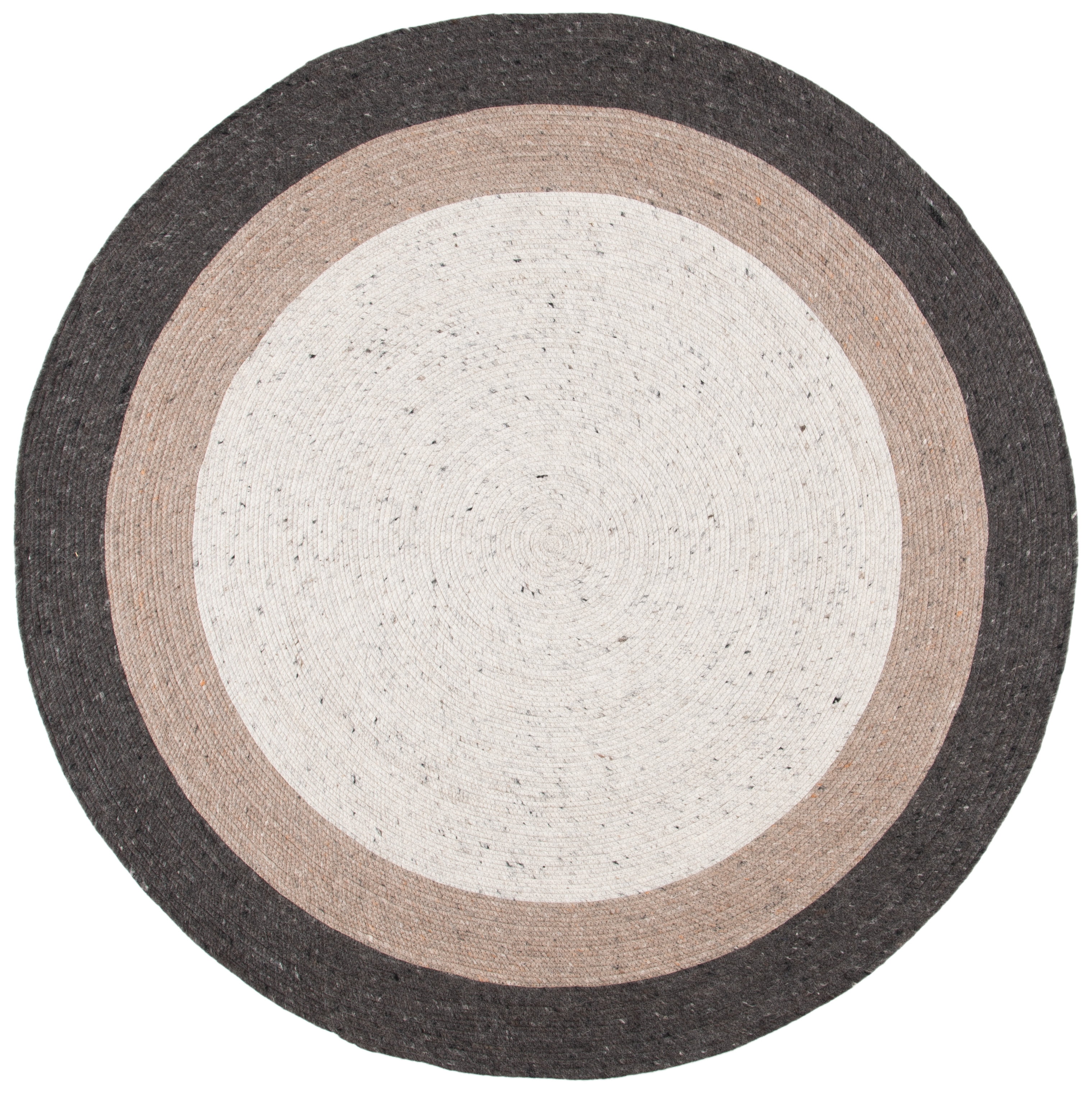 Ivory Wool 7' Round Braided Handmade Reversible Rug