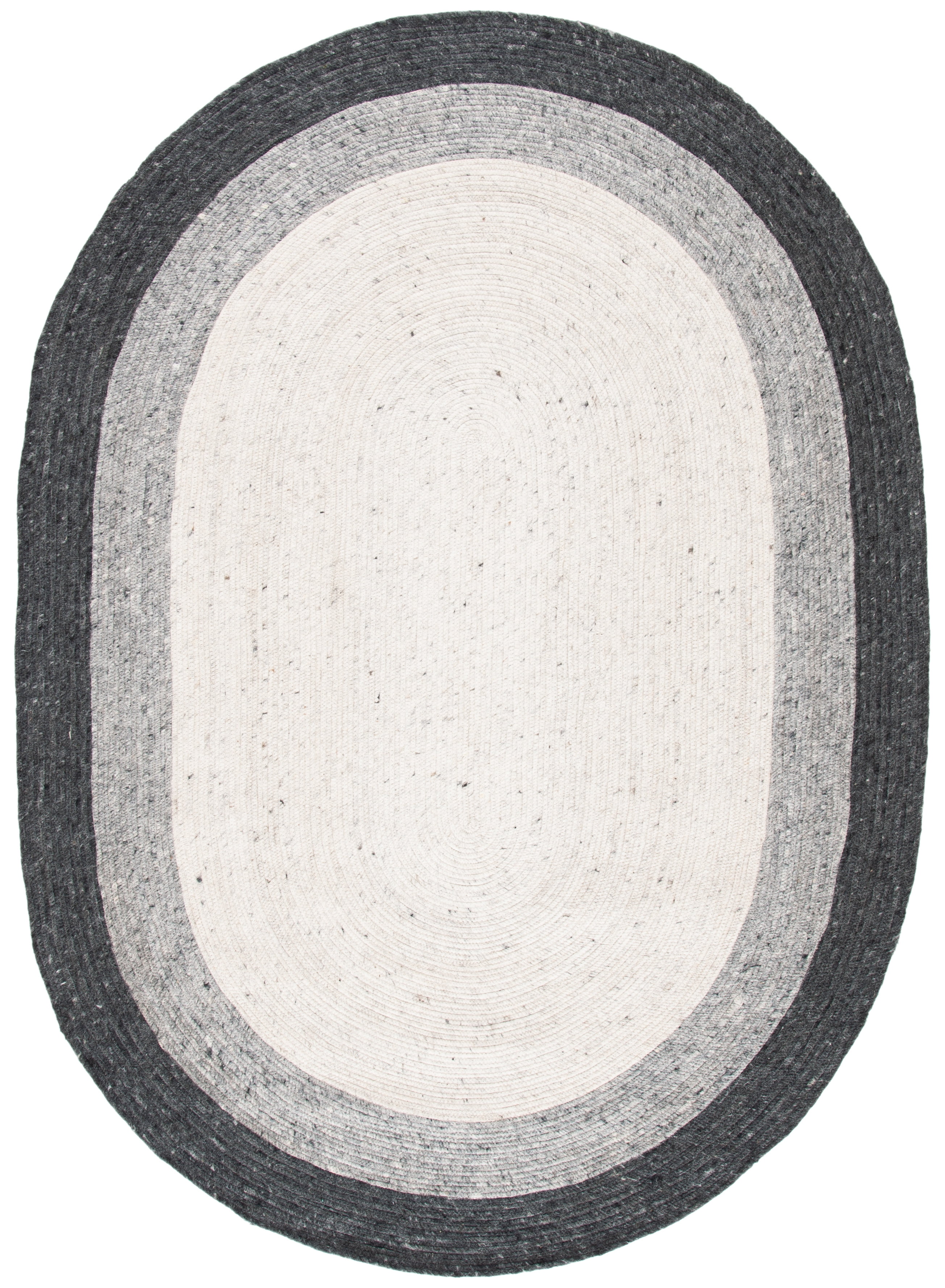 Handmade Grey/Ivory Wool Oval Braided 8' x 10' Area Rug