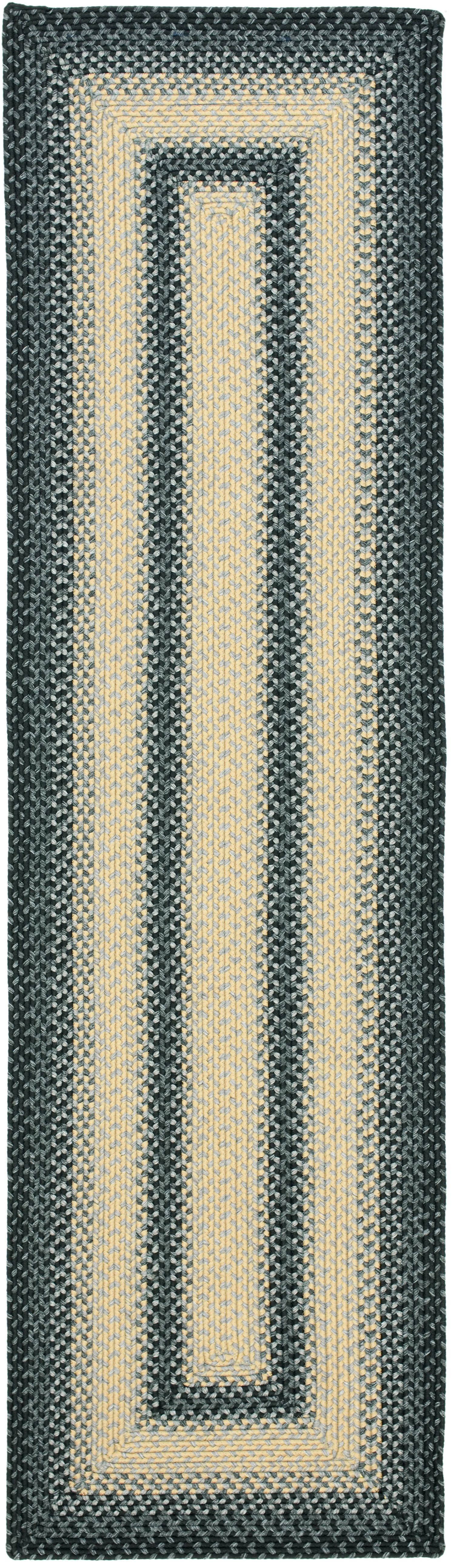 Black and Gray Braided Reversible Runner Rug