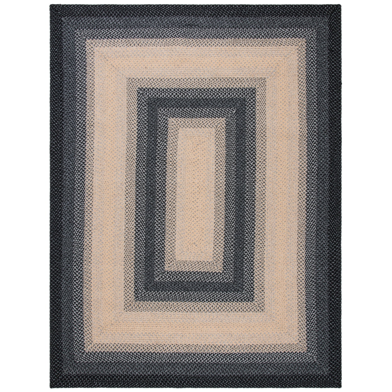 SAFAVIEH Braided Neville Colored Bordered Area Rug, Black/Grey, 9' x 12' Oval