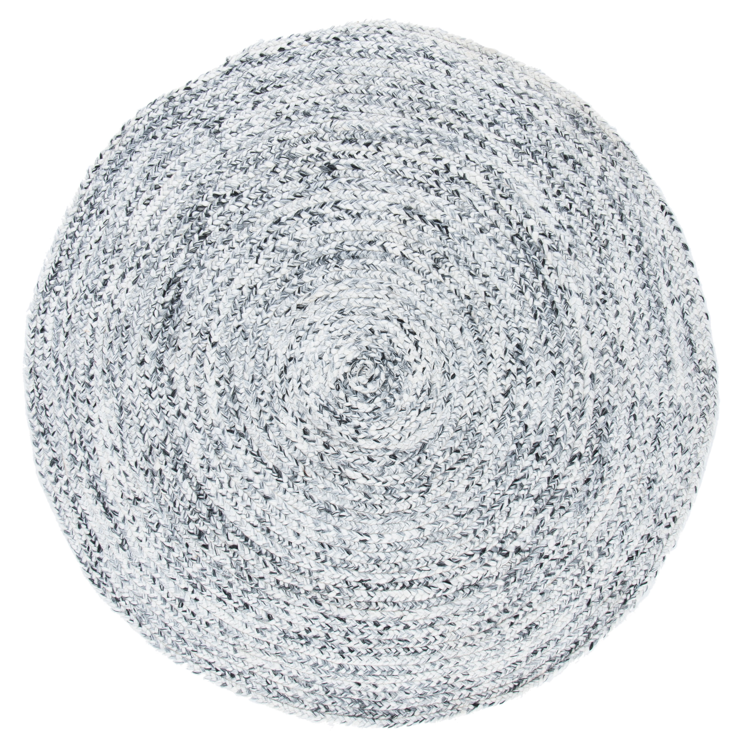 SAFAVIEH Braided Ophelia Abstract Striped Area Rug, Ivory/Black, 4' x 4' Round
