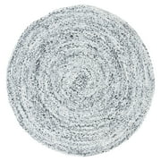 SAFAVIEH Braided Ophelia Abstract Striped Area Rug, Ivory/Black, 4' x 4' Round