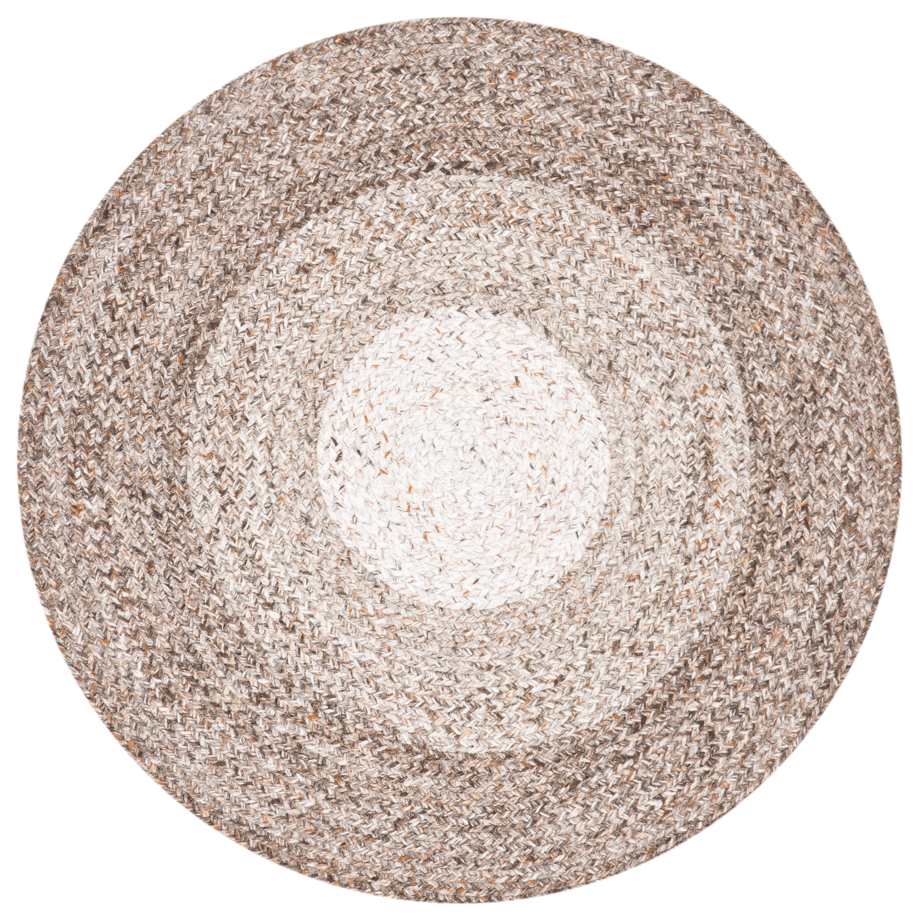 Handmade Gray Braided Round Synthetic Area Rug, 4' x 4'