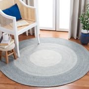 SAFAVIEH Braided Osmond Geometric Polyester Reversible Area Rug, Gray/Ivory, 5' x 5' Round