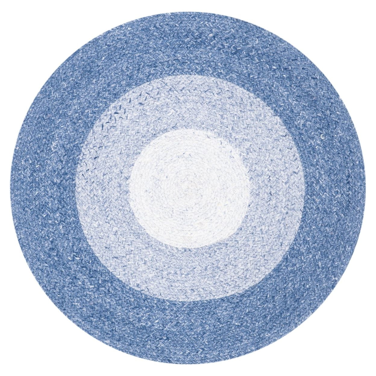 Coastal Charm Handwoven Blue Synthetic 3' Round Braided Rug