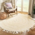 thumbnail image 1 of SAFAVIEH Braided Paisley Transitional Cotton Reversible Area Rug, Beige, 5' x 5' Round, 1 of 10