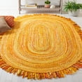 thumbnail image 1 of SAFAVIEH Braided Paisley Transitional Cotton Reversible Area Rug, Gold, 6' x 9' Oval, 1 of 10