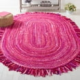 thumbnail image 1 of SAFAVIEH Braided Paisley Transitional Cotton Reversible Area Rug, Pink/Fuchsia, 5' x 8' Oval, 1 of 10