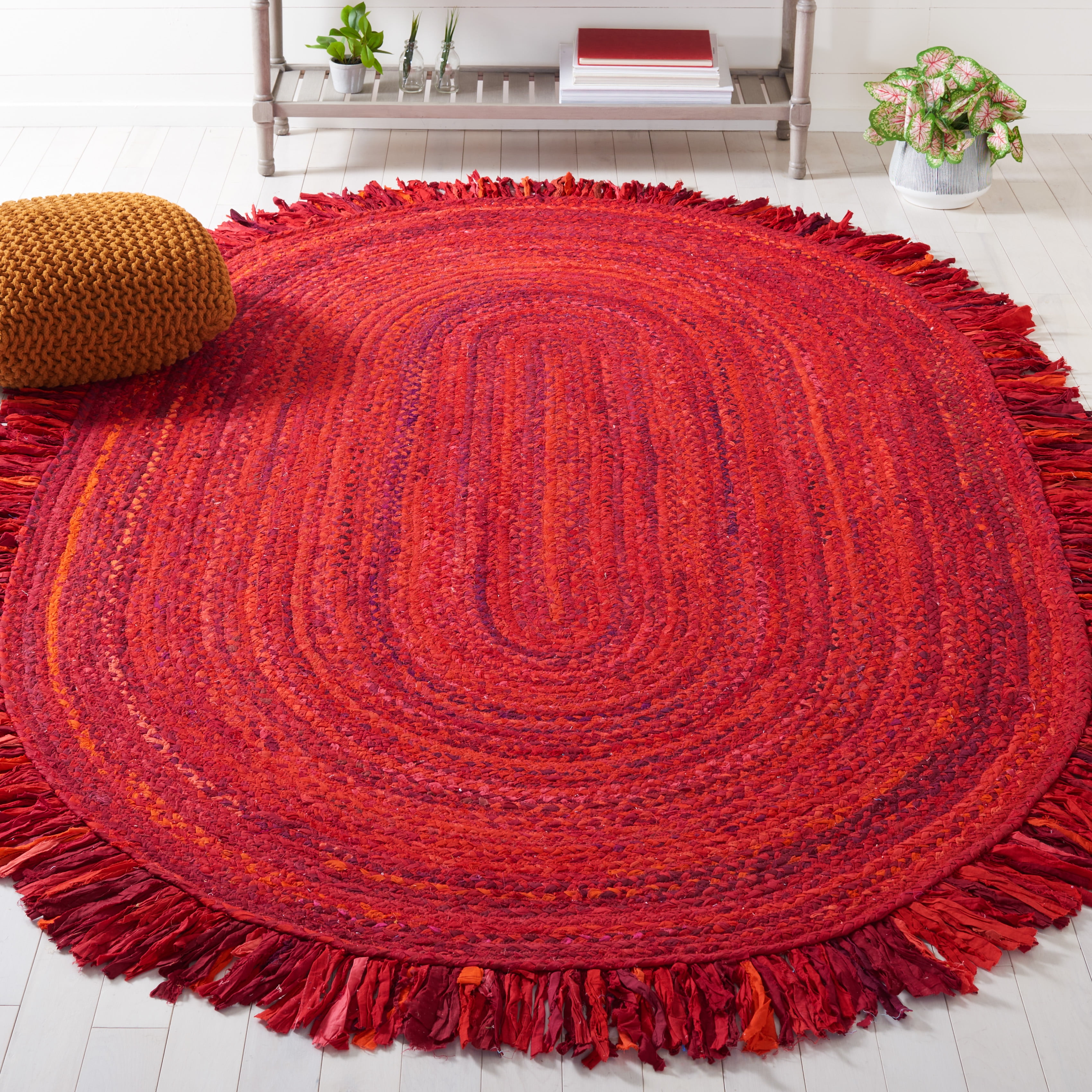 SAFAVIEH Braided Paisley Transitional Cotton Reversible Area Rug