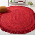 thumbnail image 1 of SAFAVIEH Braided Paisley Transitional Cotton Reversible Area Rug, Red, 5' x 8' Oval, 1 of 10