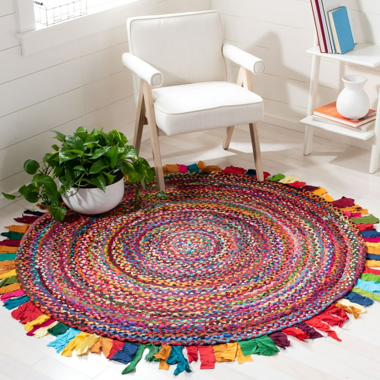 SAFAVIEH Braided Paisley Transitional Cotton Reversible Area Rug