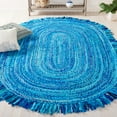 thumbnail image 1 of SAFAVIEH Braided Paisley Transitional Cotton Reversible Area Rug, Turquoise, 5' x 8' Oval, 1 of 10