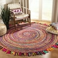 thumbnail image 1 of SAFAVIEH Braided Paisley Transitional Cotton Reversible Area Rug, Red/Multi, 6' x 6' Round, 1 of 8