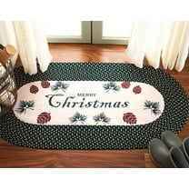 Safavieh Braided Posters Merry Christmas Pine Cones Runner Rug, Ivory/Dark Natural, 1'8" x 4' Oval