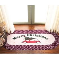 Safavieh Braided Posters Merry Christmas Tree Runner Rug, Ivory/Burgundy Red, 1'8" x 4' Oval