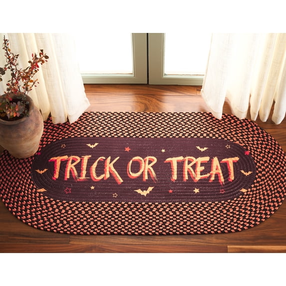 Safavieh Braided Posters Trick or Treat Runner Rug, Brown/Rust, 1'8" x 4' Oval