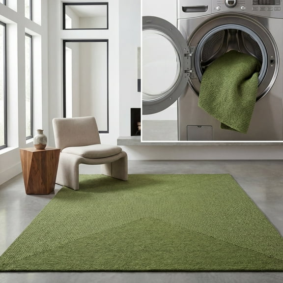 SAFAVIEH Braided Rishika Solid Area Rug, Green, 5' x 5' Square