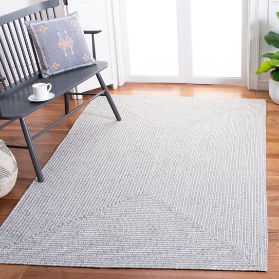SAFAVIEH Braided Rishika Solid Area Rug, Silver/Grey, 3' x 5'