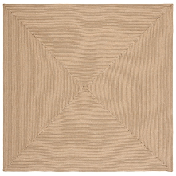 SAFAVIEH Braided Rishika Solid Machine Washable Reversible Area Rug, Beige/Tan, 4' x 4' Square