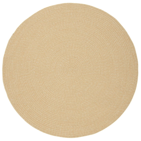 SAFAVIEH Braided Rishika Solid Machine Washable Reversible Area Rug, Beige/Tan, 8' x 8' Round