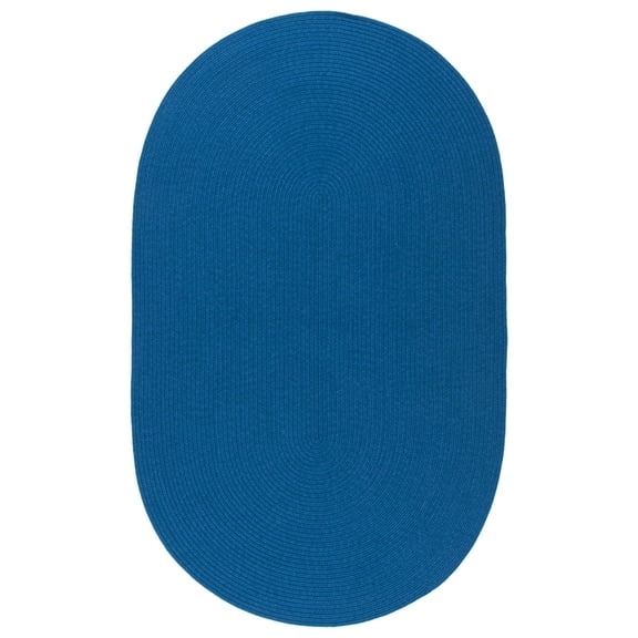 SAFAVIEH Braided Rishika Solid Machine Washable Reversible Area Rug, Blue, 3' x 5' Oval
