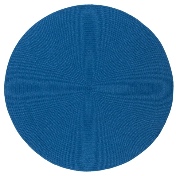 SAFAVIEH Braided Rishika Solid Machine Washable Reversible Area Rug, Blue, 8' x 8' Round