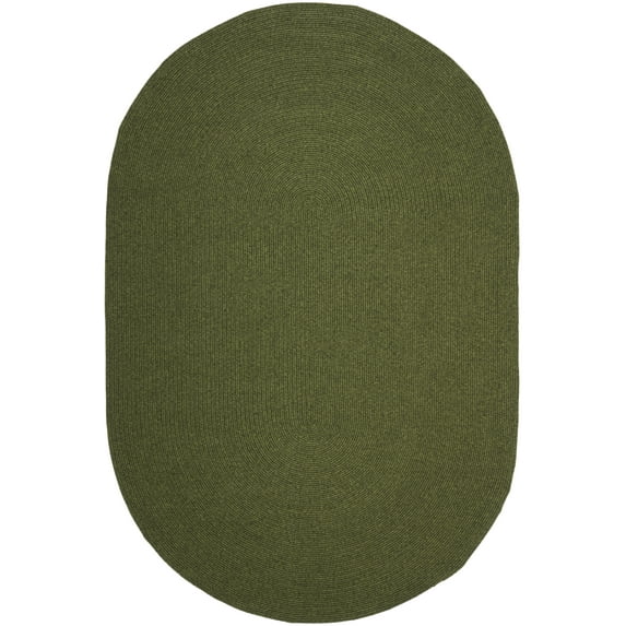 SAFAVIEH Braided Rishika Solid Machine Washable Reversible Area Rug, Green, 6' x 8' Oval