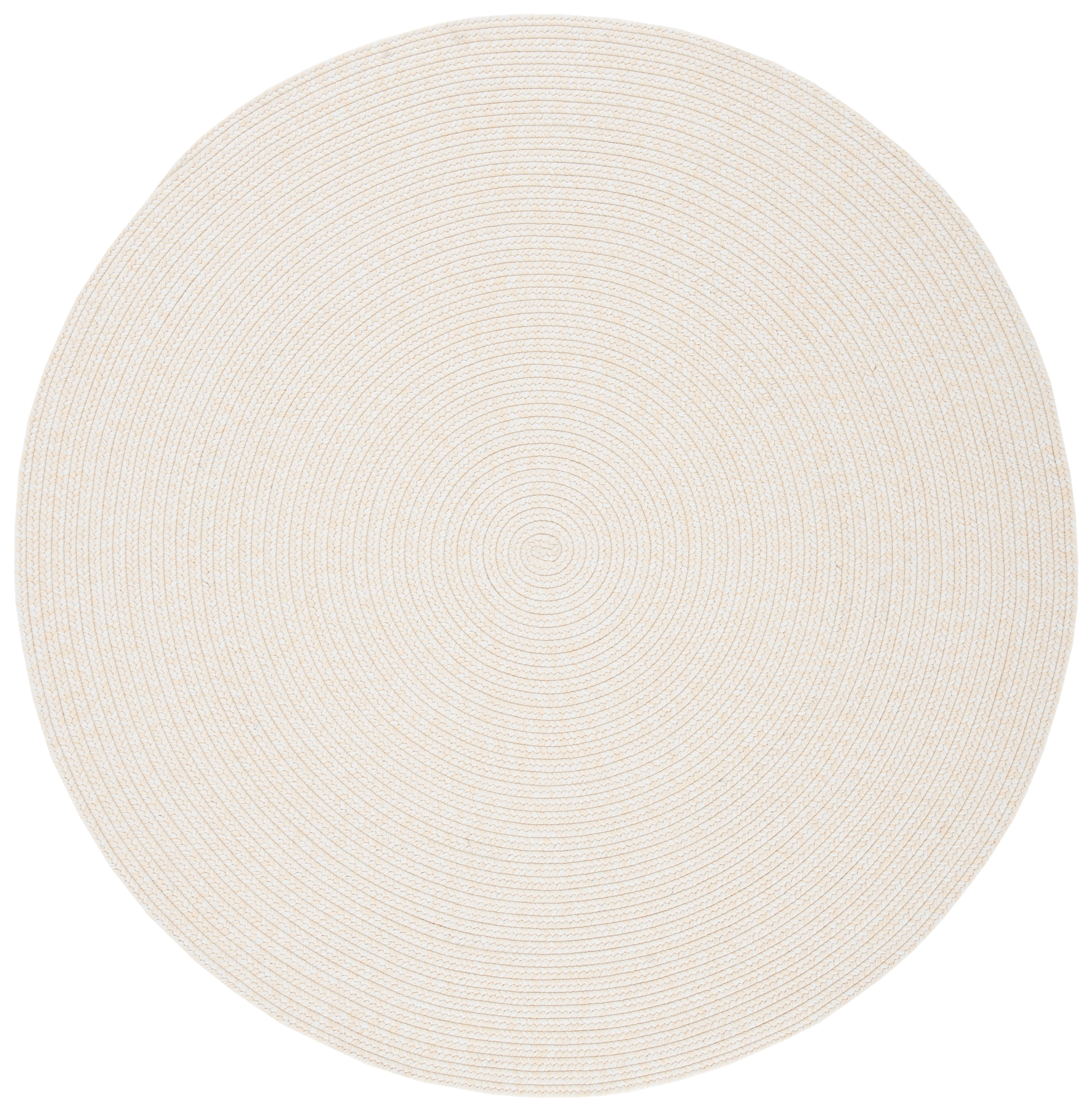 Beige Wool 5' Round Handmade Braided Area Rug