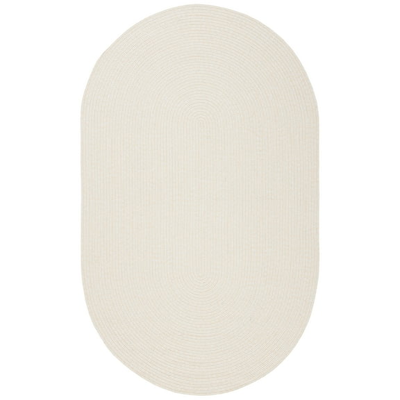 SAFAVIEH Braided Rishika Solid Machine Washable Reversible Area Rug, Ivory/Beige, 5' x 8' Oval