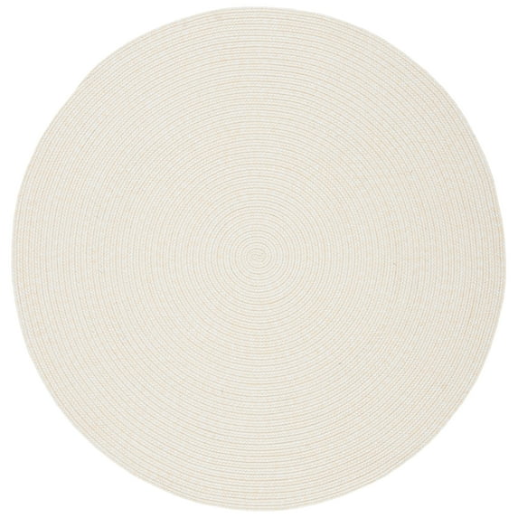 SAFAVIEH Braided Rishika Solid Machine Washable Reversible Area Rug, Ivory/Beige, 6' x 6' Round