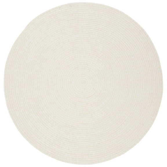 SAFAVIEH Braided Rishika Solid Machine Washable Reversible Area Rug, Ivory/Beige, 6' x 6' Round