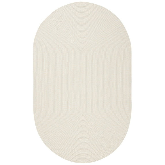 SAFAVIEH Braided Rishika Solid Machine Washable Reversible Area Rug, Ivory/Beige, 9' x 12' Oval