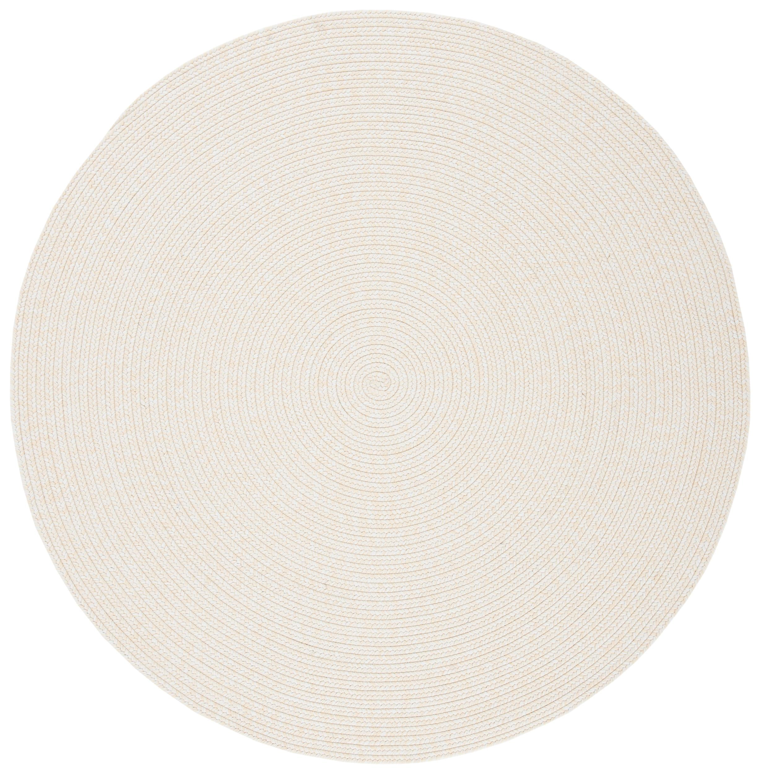 SAFAVIEH Braided Rishika Solid Machine Washable Reversible Area Rug, Ivory/Beige, 9' x 9' Round