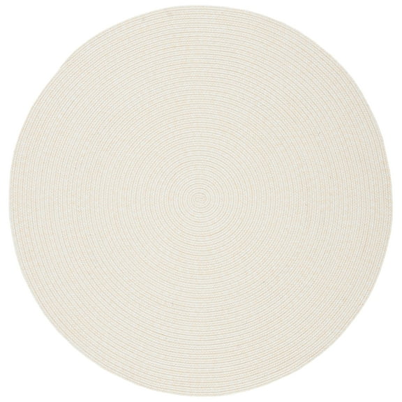 SAFAVIEH Braided Rishika Solid Machine Washable Reversible Area Rug, Ivory/Beige, 9' x 9' Round