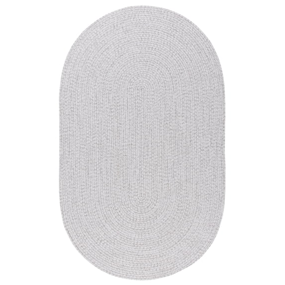 SAFAVIEH Braided Rishika Solid Machine Washable Reversible Area Rug, Silver/Grey, 4' x 6' Oval