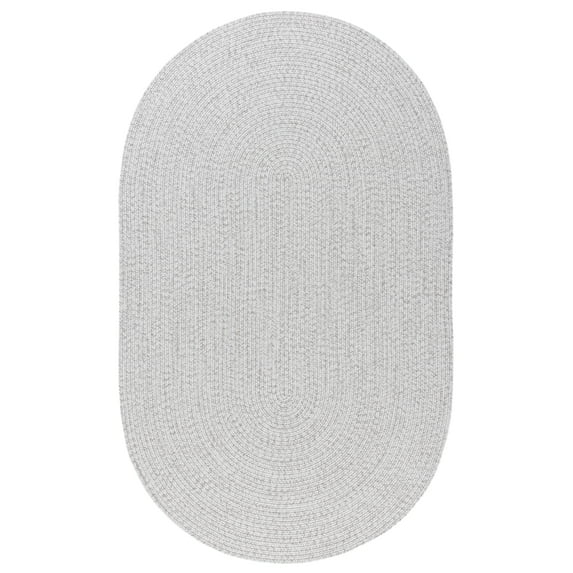 SAFAVIEH Braided Rishika Solid Machine Washable Reversible Area Rug, Silver/Grey, 6' x 8' Oval