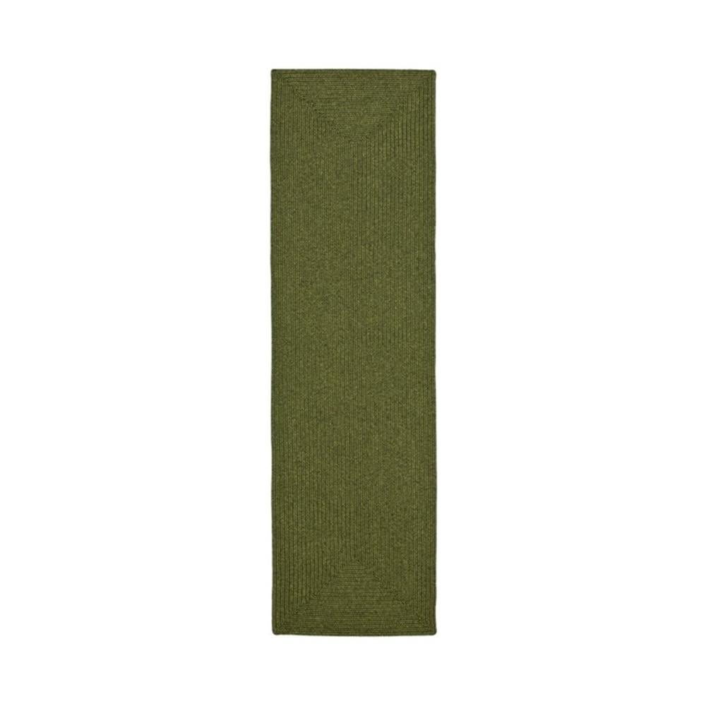 SAFAVIEH Braided Rishika Solid Machine Washable Reversible Runner Rug, Green, 2'3" x 22'
