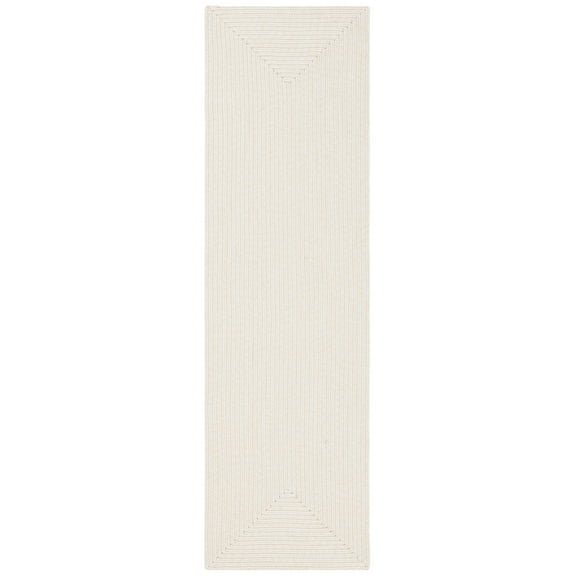 SAFAVIEH Braided Rishika Solid Machine Washable Reversible Runner Rug, Ivory/Beige, 2'3" x 14'
