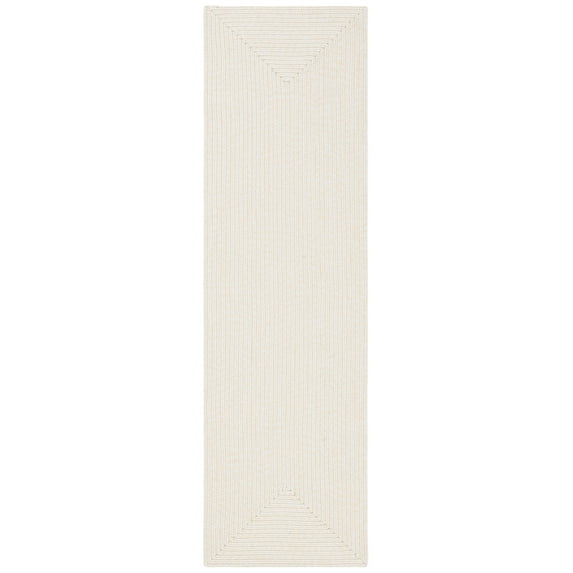 SAFAVIEH Braided Rishika Solid Machine Washable Reversible Runner Rug, Ivory/Beige, 2'3" x 14'