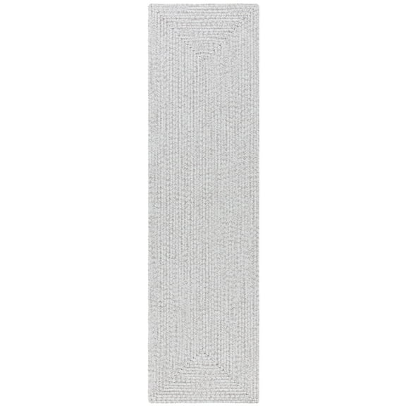 SAFAVIEH Braided Rishika Solid Machine Washable Reversible Runner Rug, Silver/Grey, 2'3" x 16'