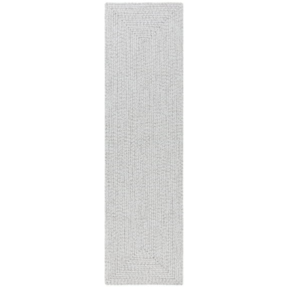 SAFAVIEH Braided Rishika Solid Machine Washable Reversible Runner Rug, Silver/Grey, 2'3" x 20'
