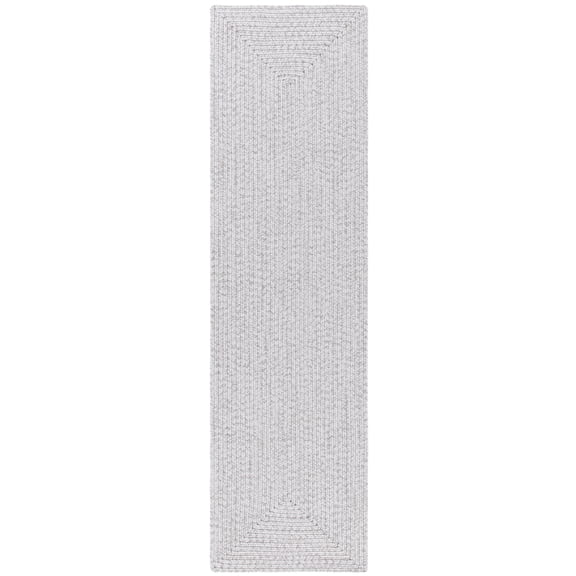 SAFAVIEH Braided Rishika Solid Machine Washable Reversible Runner Rug, Silver/Grey, 2'3" x 20'