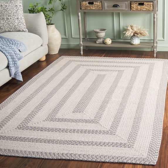 SAFAVIEH Braided Robena Bordered Reversible Area Rug, Ivory/Gray, 5' x 8'