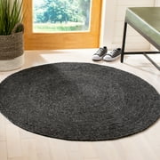 SAFAVIEH Braided Ronan Solid Reversible Area Rug, Black, 3' x 3' Round
