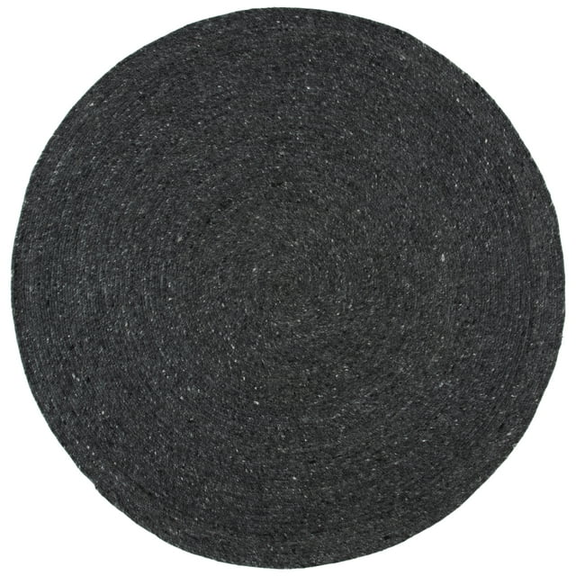 SAFAVIEH Braided Ronan Confetti Solid Area Rug, Black, 5' x 5' Round