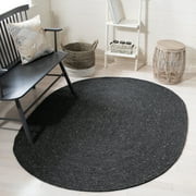 SAFAVIEH Braided Ronan Solid Reversible Area Rug, Black, 6' x 9' Oval