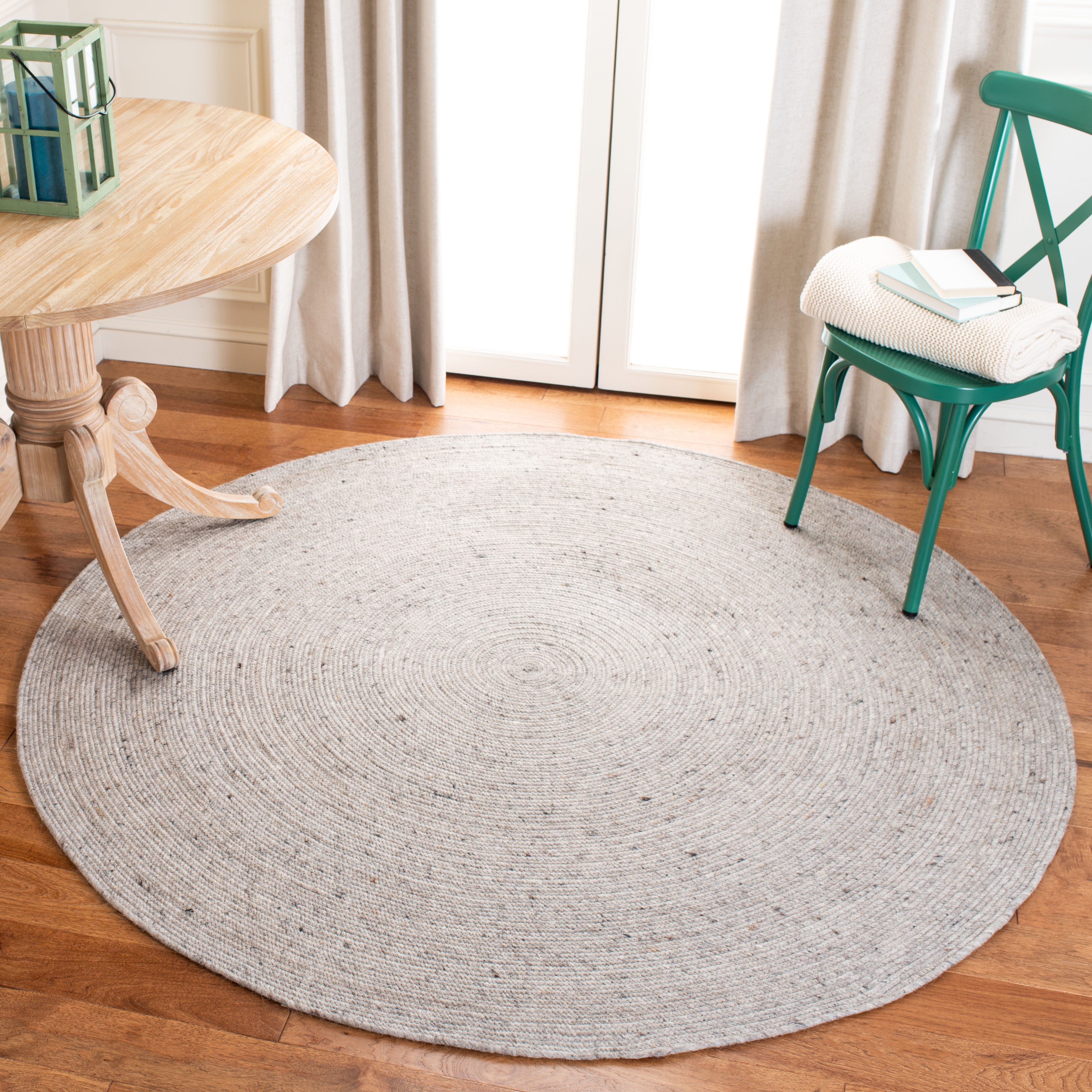 SAFAVIEH Braided Ronan Solid Reversible Area Rug, Light Gray, 8' x 8' Round