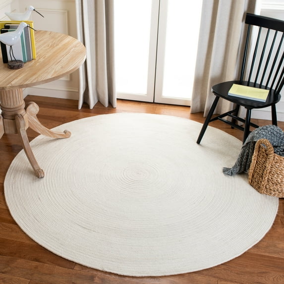 SAFAVIEH Braided Ronan Solid Reversible Area Rug, Ivory, 7' x 7' Round
