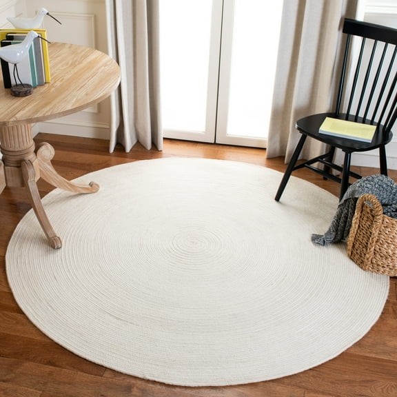 SAFAVIEH Braided Ronan Solid Reversible Area Rug, Ivory, 7' x 7' Round